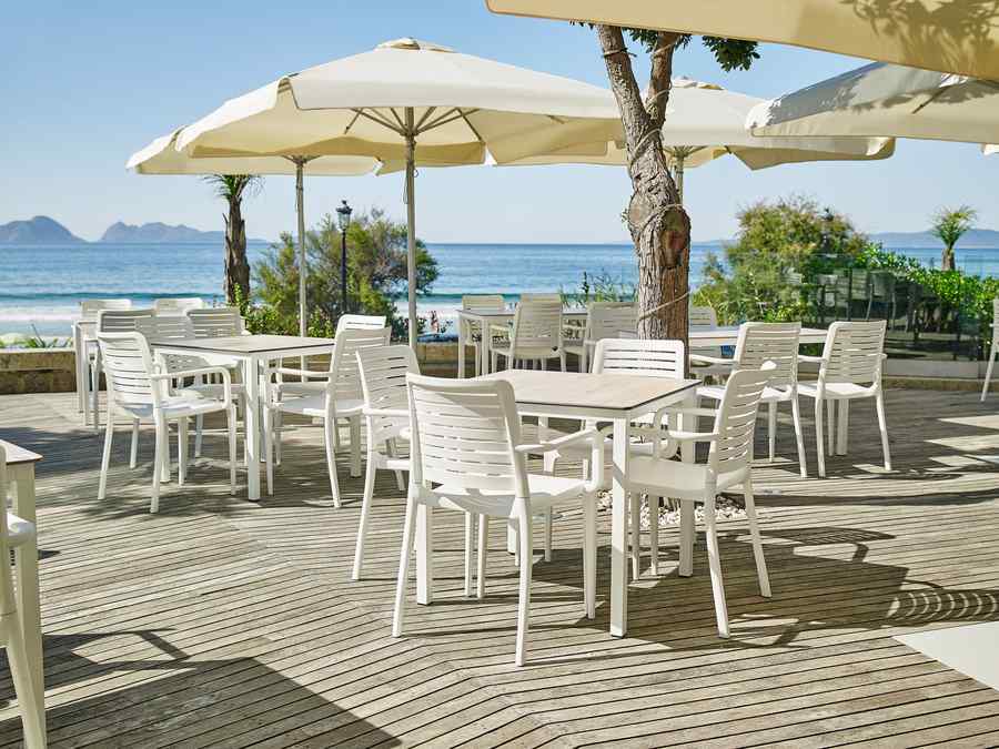 Stone terrace — dinner setting